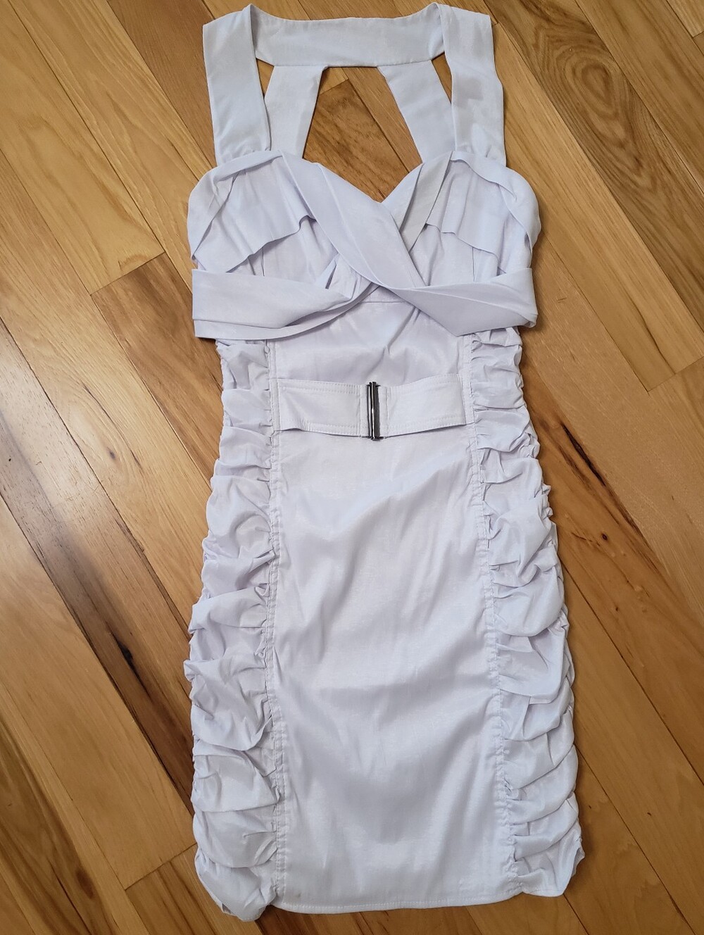 leshop White Ruched Bodycon Dress